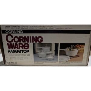 Vintage Corning Ware 6 Piece Range top Country Cornflower Saucepan Set 1.5L 2.5L